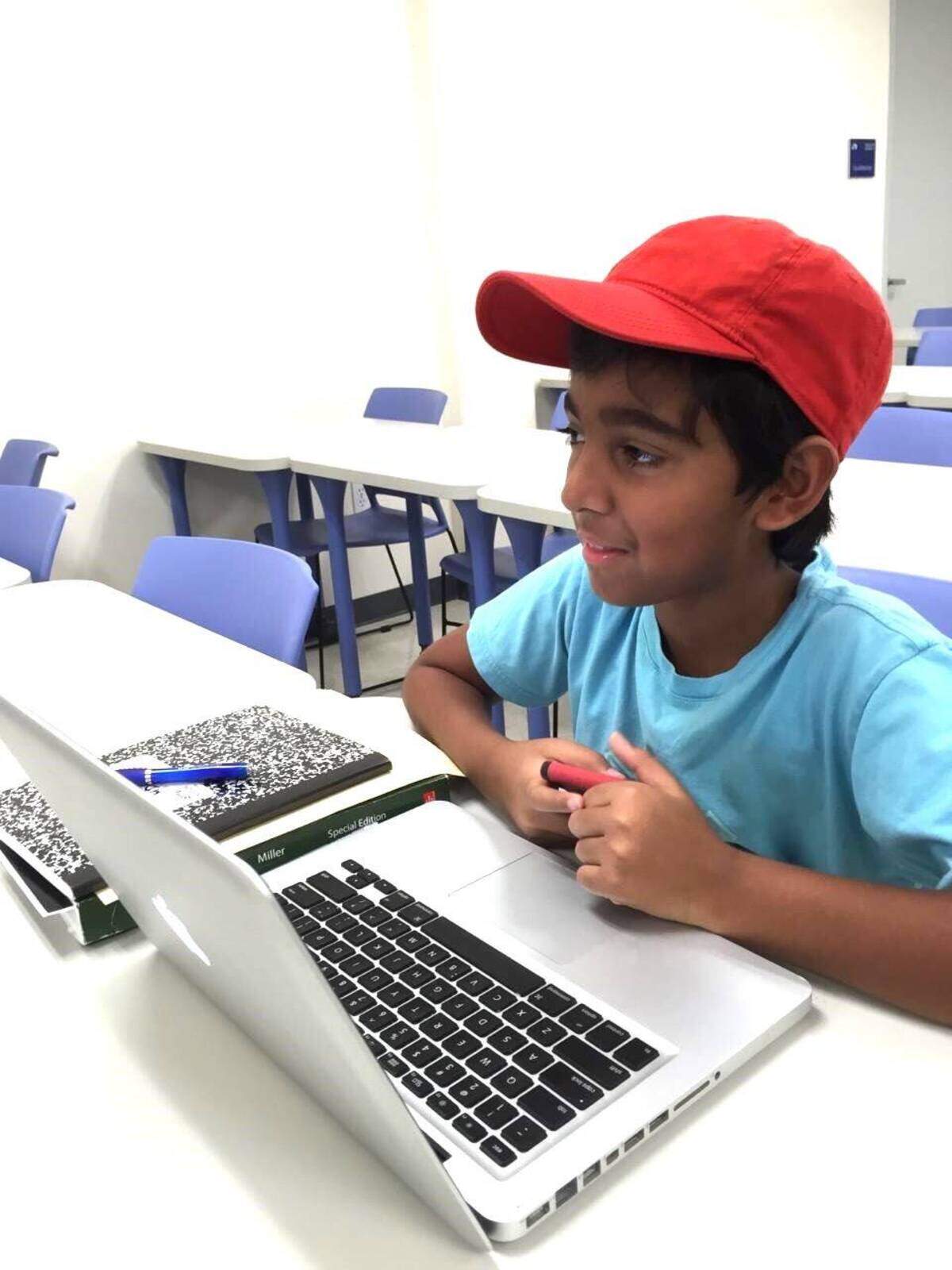 Nathan Thomas at one of his first classes at Miami Dade College, where he began attending at 10 years old.